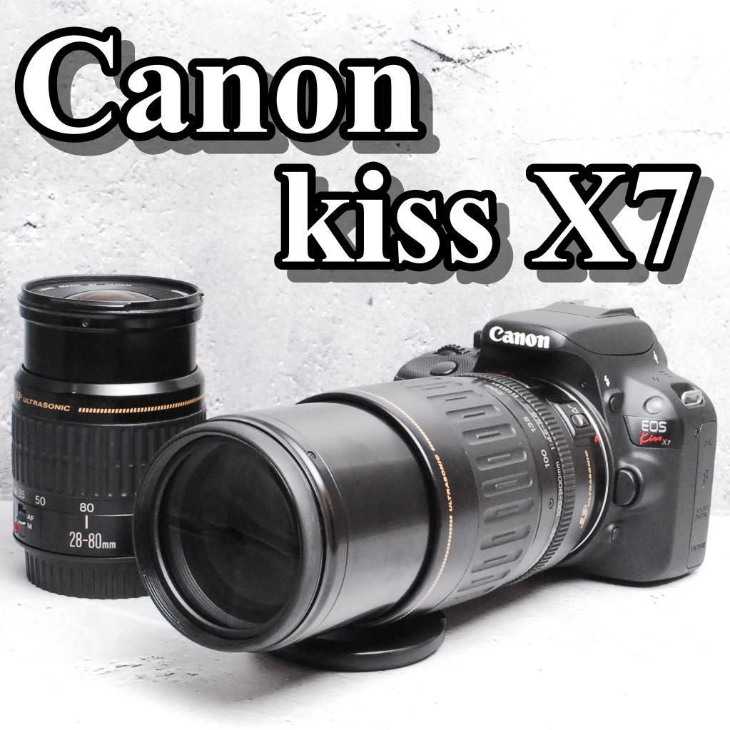 Canon EOS kiss X7 Wレンズセット BLACK 一眼レフカメラ