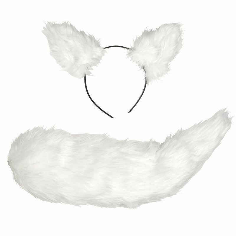 ケモ耳 コスプレ キツネ] けもみみしっぽセット 白きつね [けも