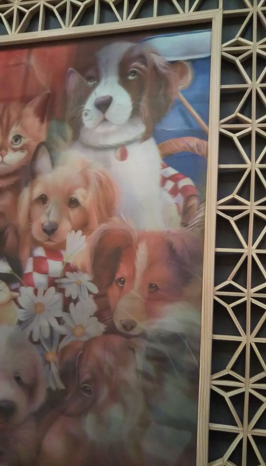 ❣️特価！値段交渉OK❣️犬 猫 組子入り 木製額縁❣️ ❣️特価！値段交渉OK❣️犬 猫 組子入り 木製額縁❣️