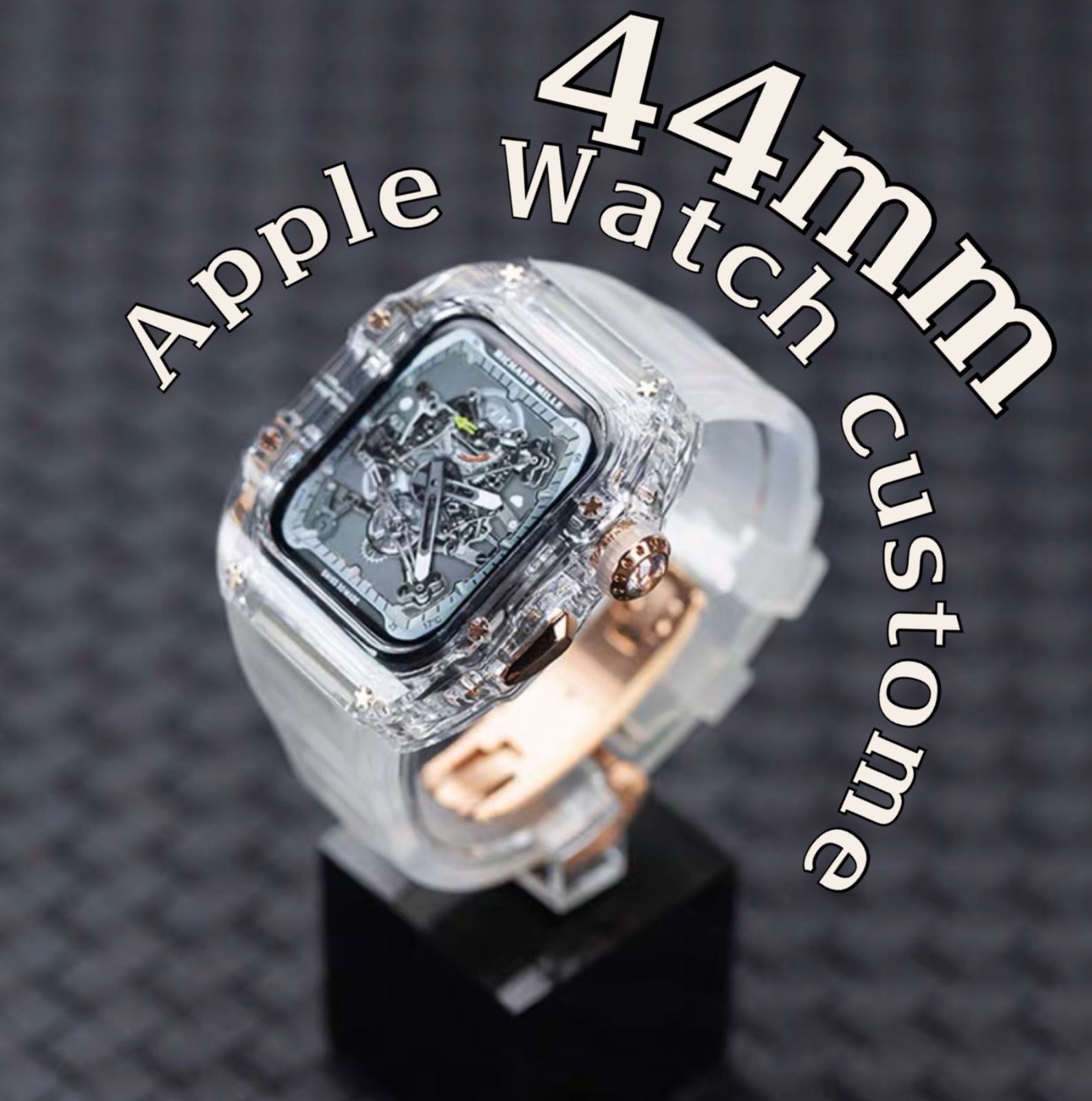 ローズゴールド　アップルウォッチバンド ラバーベルト カバー Apple Watch ケース 44mm スポーツ
