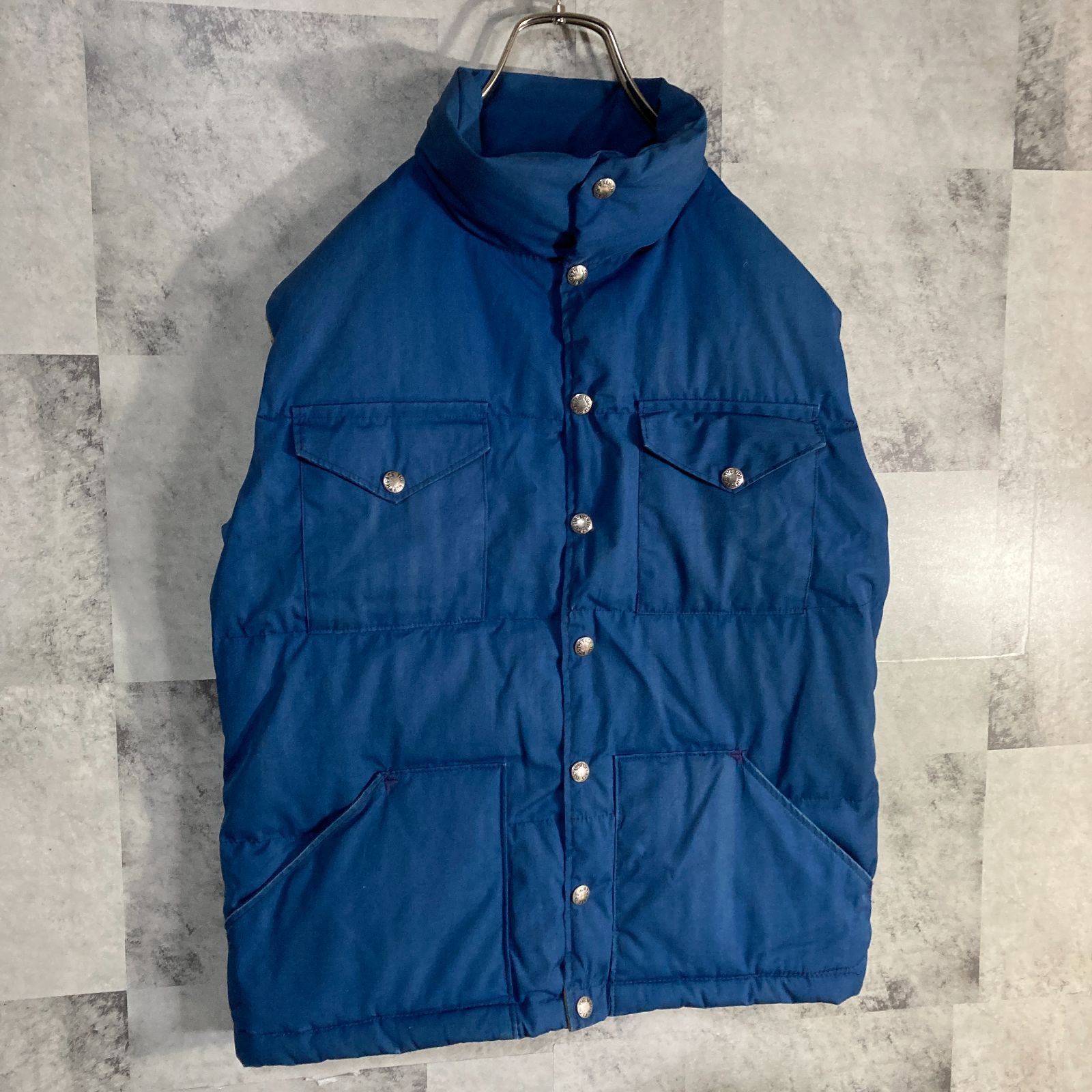 70s USA製 THE NORTH FACE ダウンベスト 茶タグ ブルー XS