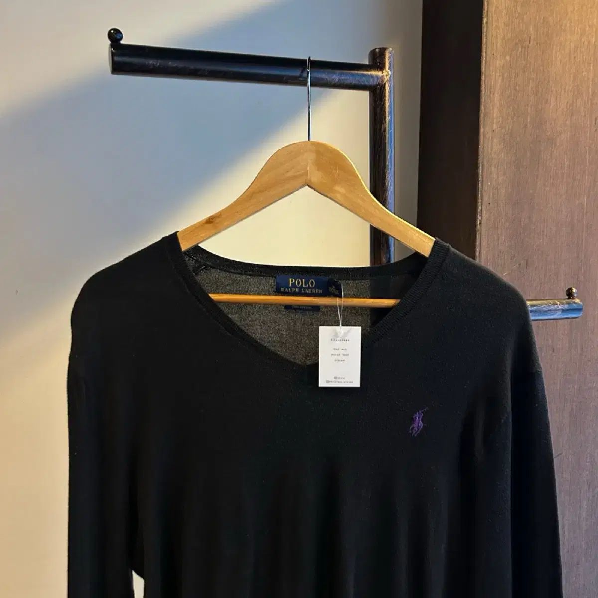 12770 ー ポロ Ralph Lauren(ラルフローレン) 黒 Vネック ニット セーター