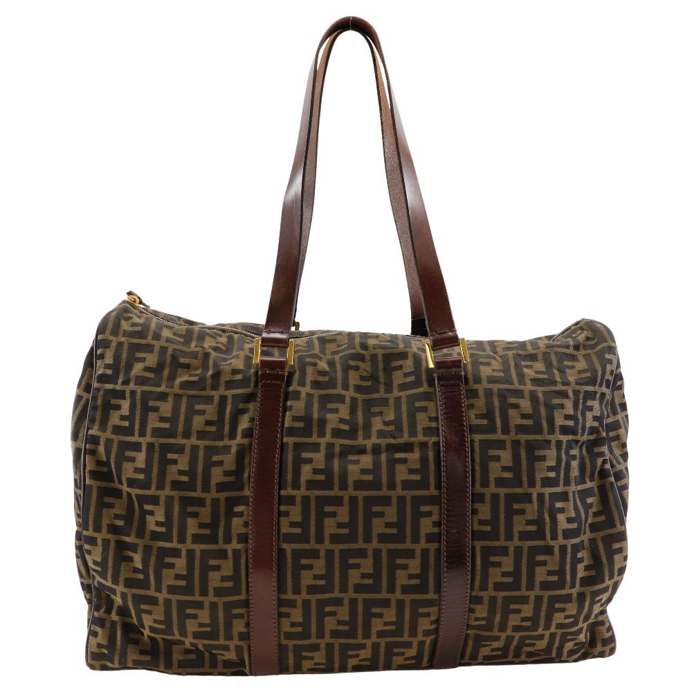 ✨美品✨フェンディ ボストンバッグ ズッカ キャンバス ブラウン 茶 FENDI フェンディ ボストンバッグ ズッカ キャンバス レザー