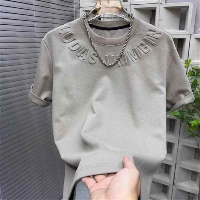 種類9：4XL95-22/C：カーキ メンズ ファッション 服 男性用 オシャレ シンプル 大人 かっこいい ストリート  大きいサイズ アメリカン ストリート 無地 スチール プリント 文字 半袖 ラウンドネックトップス 