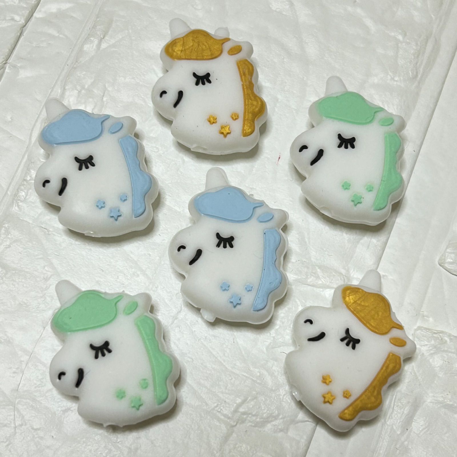 ユニコーン顔 6個 シリコンビーズ カスタムボールペン パーツ - メルカリ