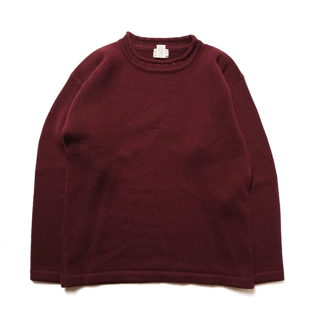 00's LLビーン ロールネック ウール ニット セーター (M) エンジ系 リブ無し ハイゲージ 00年代  アウトドア L.L.Bean アメリカ古着 USED オールド ビンテージ ヴィンテージ