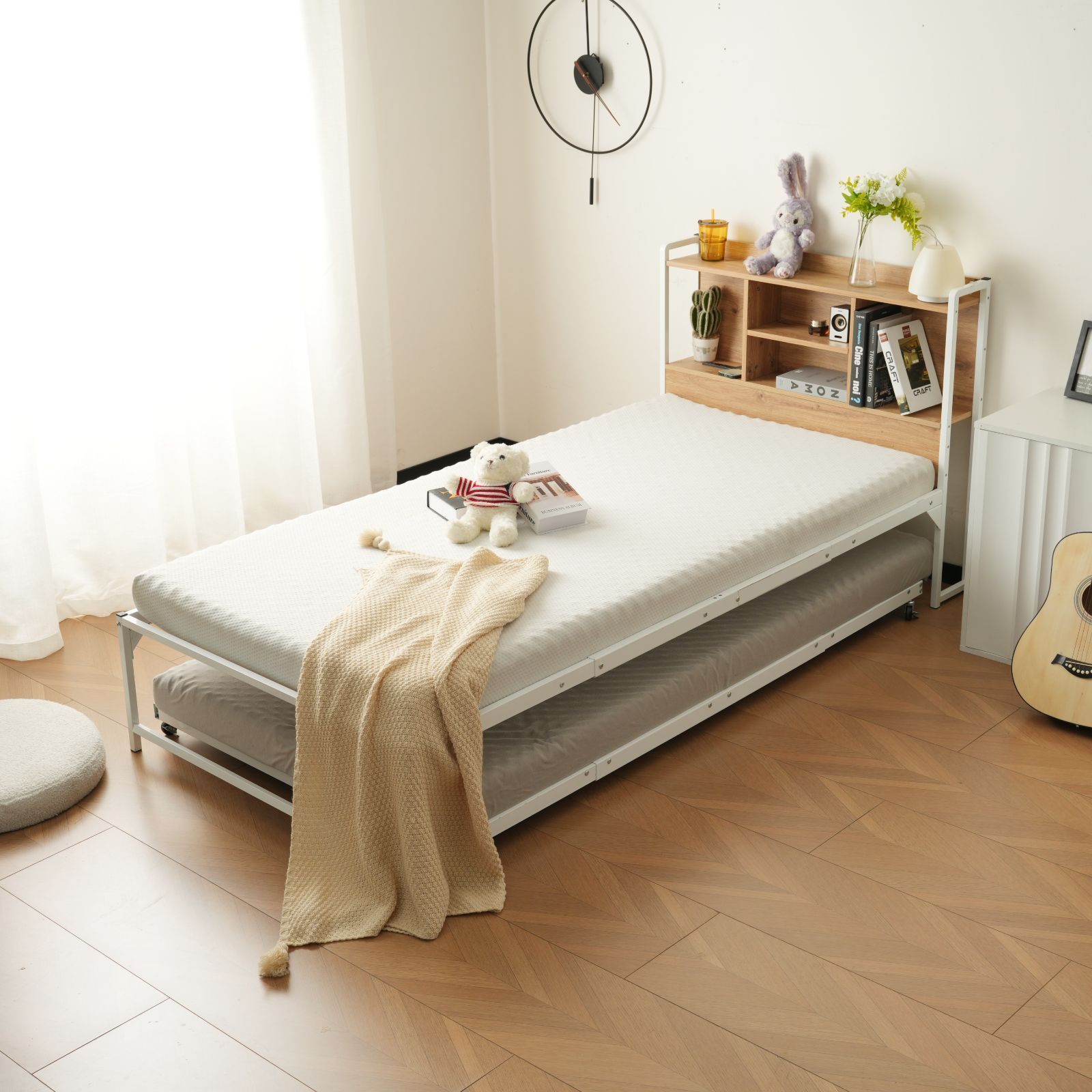 頑丈で安心のベッドフレーム WHITE