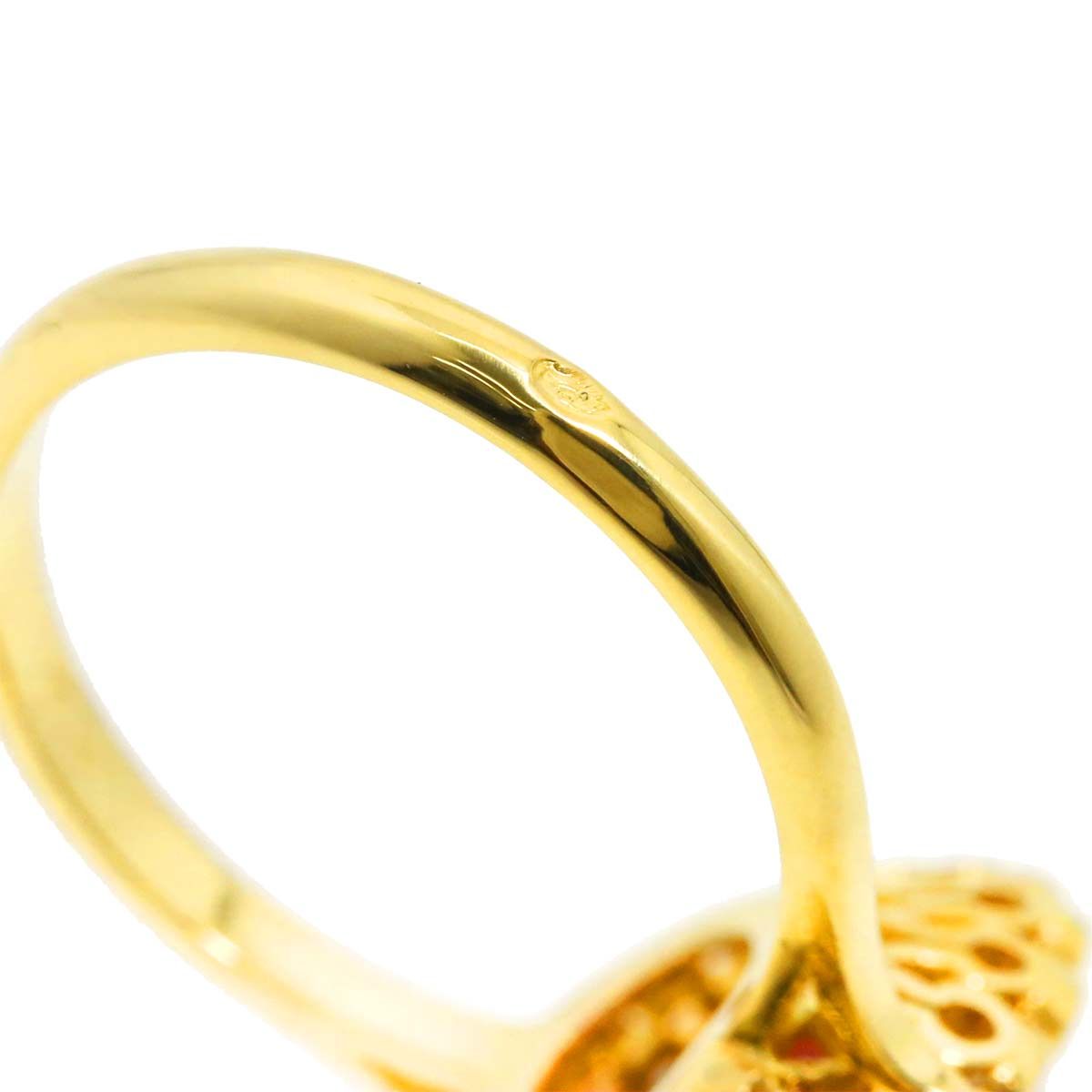 リング 11号 トルマリン ダイヤ K18 YG イエローゴールド 750 指輪