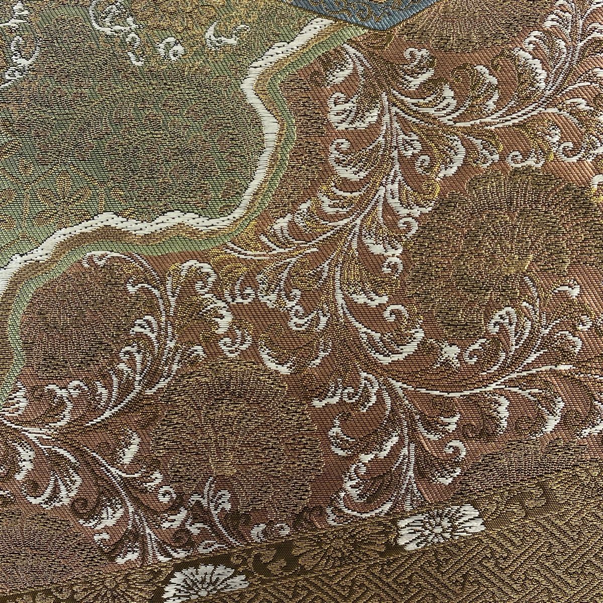 袋帯 美品 秀品 服部織物 落款 桃山錦文様 本金箔 金糸 金色 六