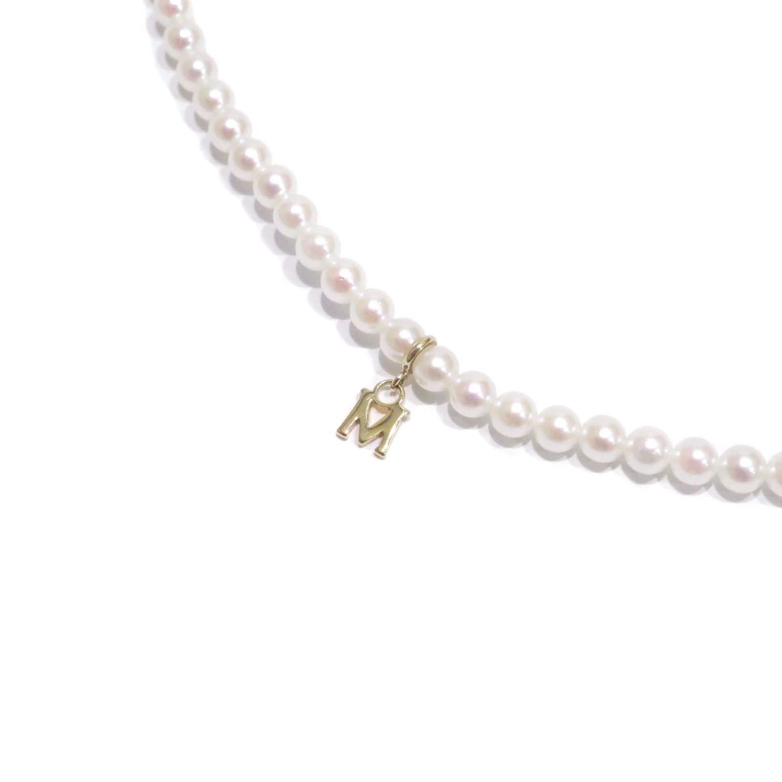 MIKIMOTO ミキモト K18YG Mチャーム ベビー パール 約3.4mm位～約3.9mm