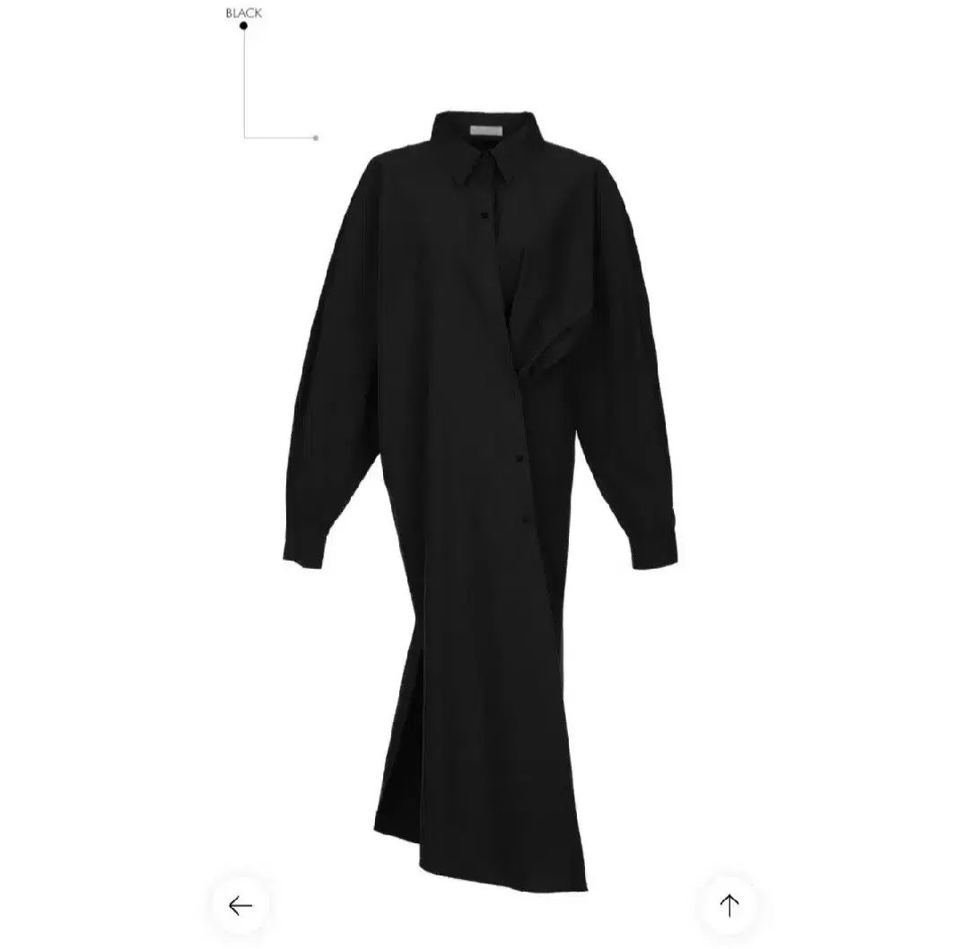 ディント シャツ ロング ツーウェイ ワンピース - ブラック