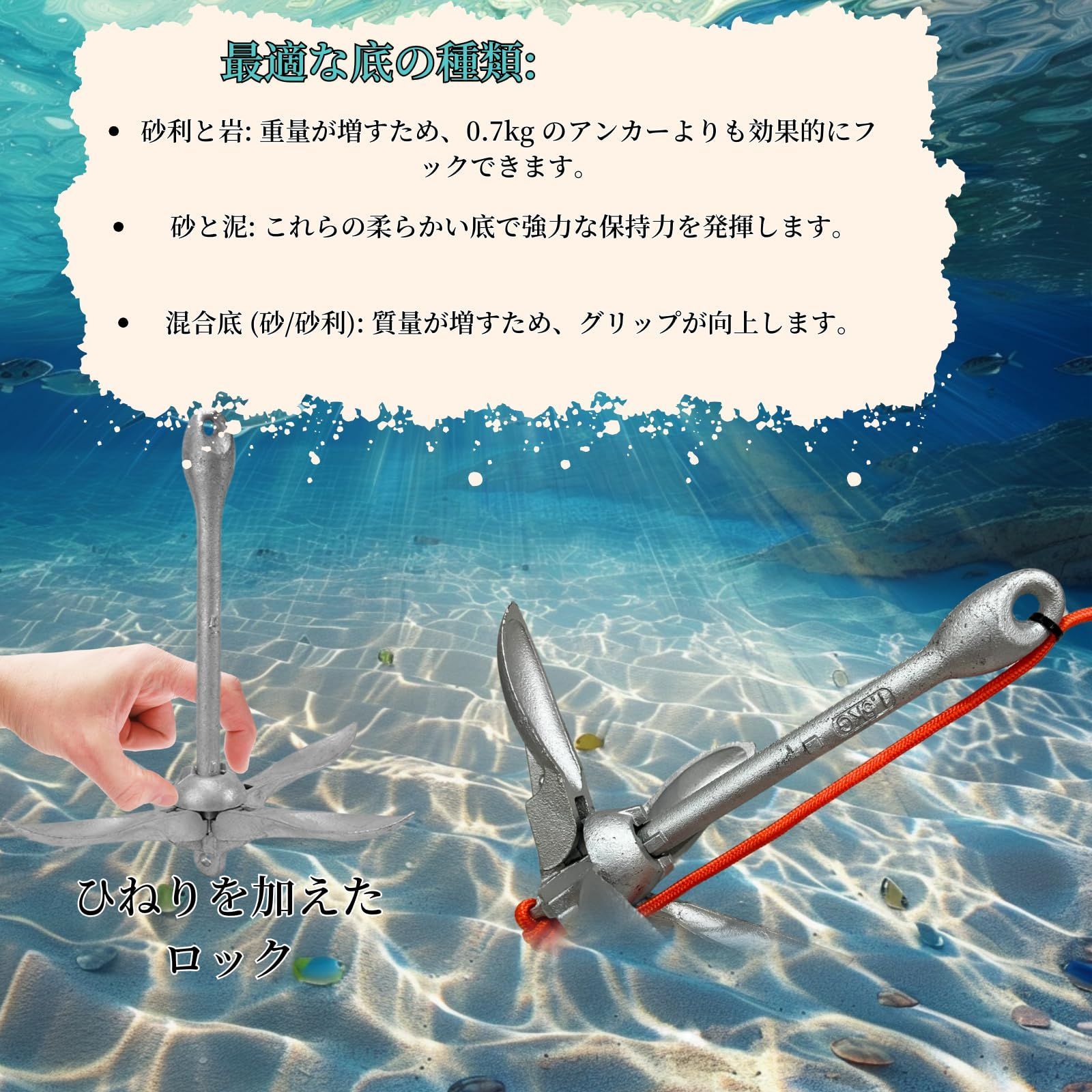  カヤック アンカー 船 釣りアンカー シーアンカー SUP 錨 BeGrit ゴムボートアンカー 小型船舶アンカー 0 7 KG 1 5 2 チェアマット カヌー ボート備品 カヌー カヤック ボート