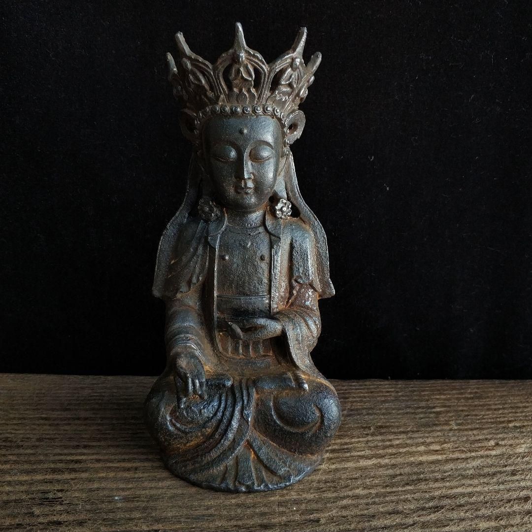 鉄器  仏像  装飾品 工芸品  美術品 置物 集】121019古鉄製 如意細工彫刻 置物 仏道具 仏教美術