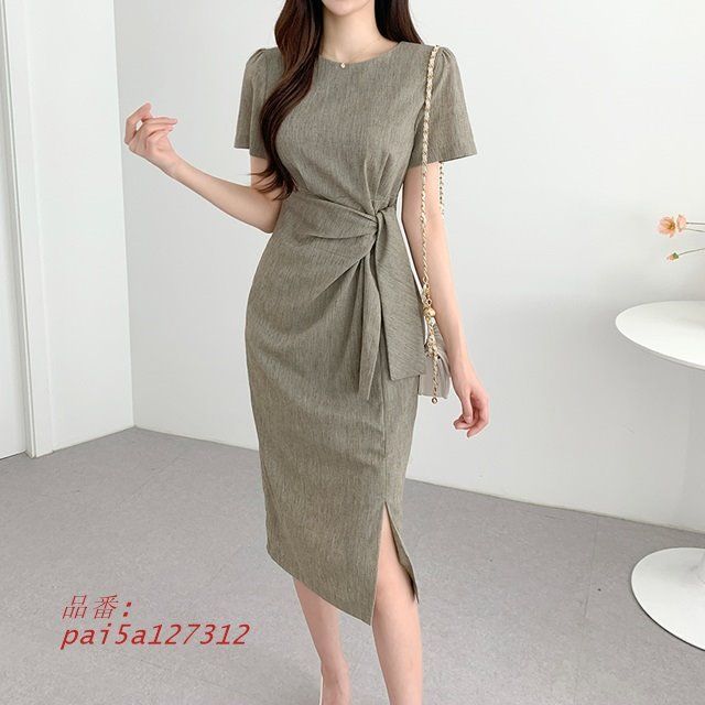 きれいめ タイト ワンピース 半袖 きれいめ 膝丈 タイトワンピース 無地 レディース ワンピース 上品 夏 シンプル パーティードレス 春 pai5a127312