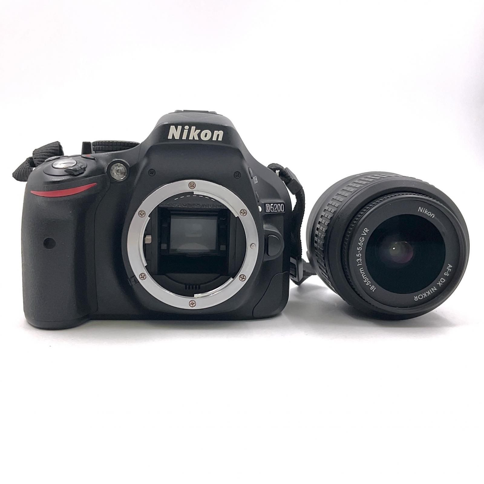 全額返金保証 最速発送 Nikon デジタル一眼 D5200 18-55 VR レンズキット ブラック 動作 済 シャッター12953回