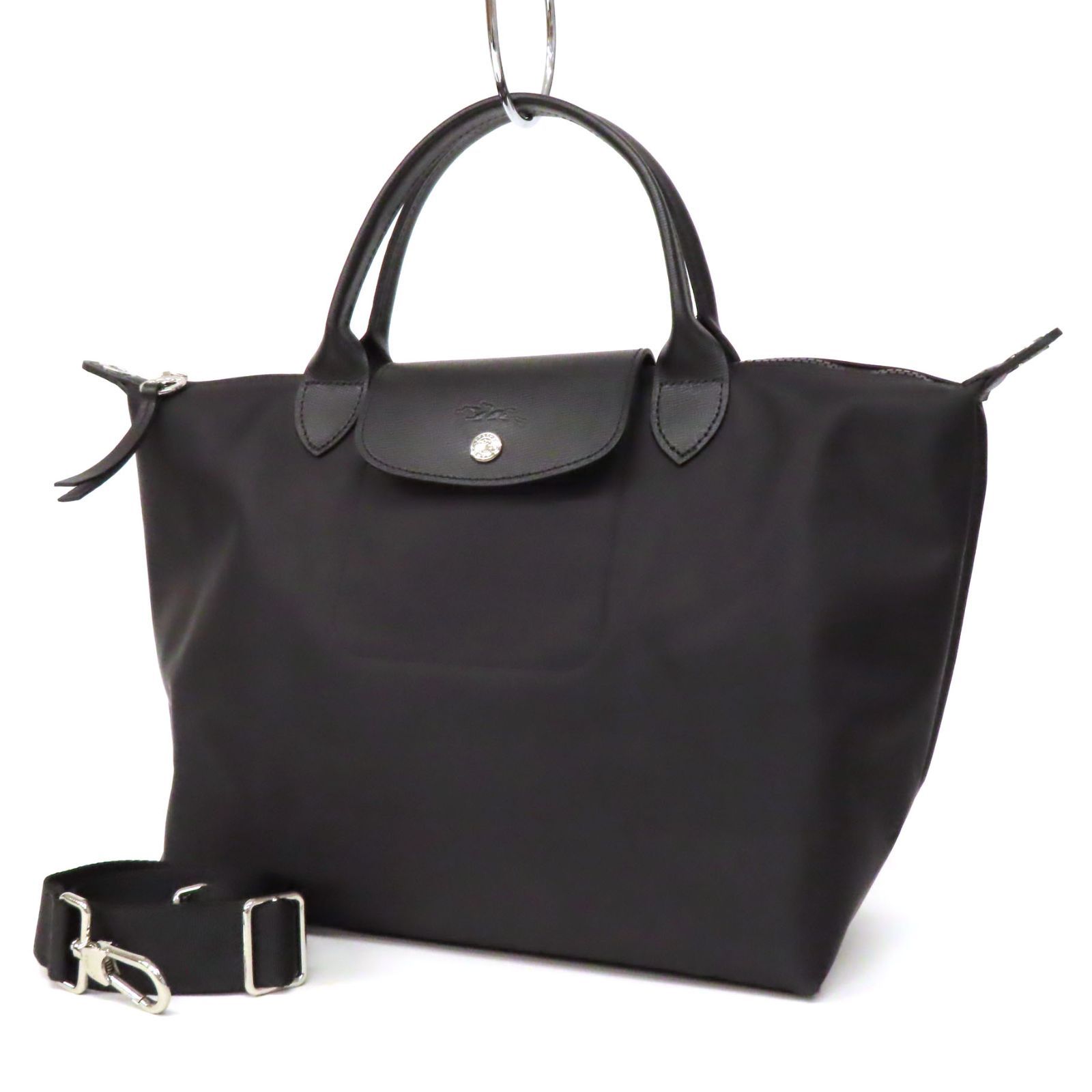 訳あり ロンシャン トートバッグ2way ルプリアージュ ロゴ総柄 ブラック WG25533 美品 LONGCHAMP ロンシャン ルプリアージュ 2WAY トート