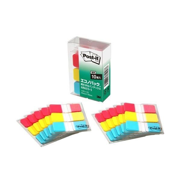 まとめ 3M ポスト イット 超丈夫なインデックス エコノパック 40×18mm レッド イエロー ブルー 6861S-1 1パック 30冊 ×3セット