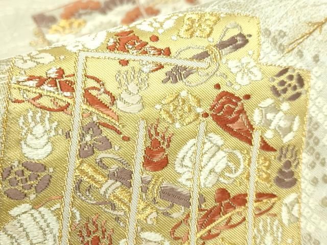 平和屋着物■極上　西陣の名門　加納幸謹製　六通柄袋帯　唐織　花源氏香　金糸　逸品　DZAA9812kh5 平和屋着物□極上 西陣の名門 加納幸謹製 六通柄袋帯 唐織 花源氏香