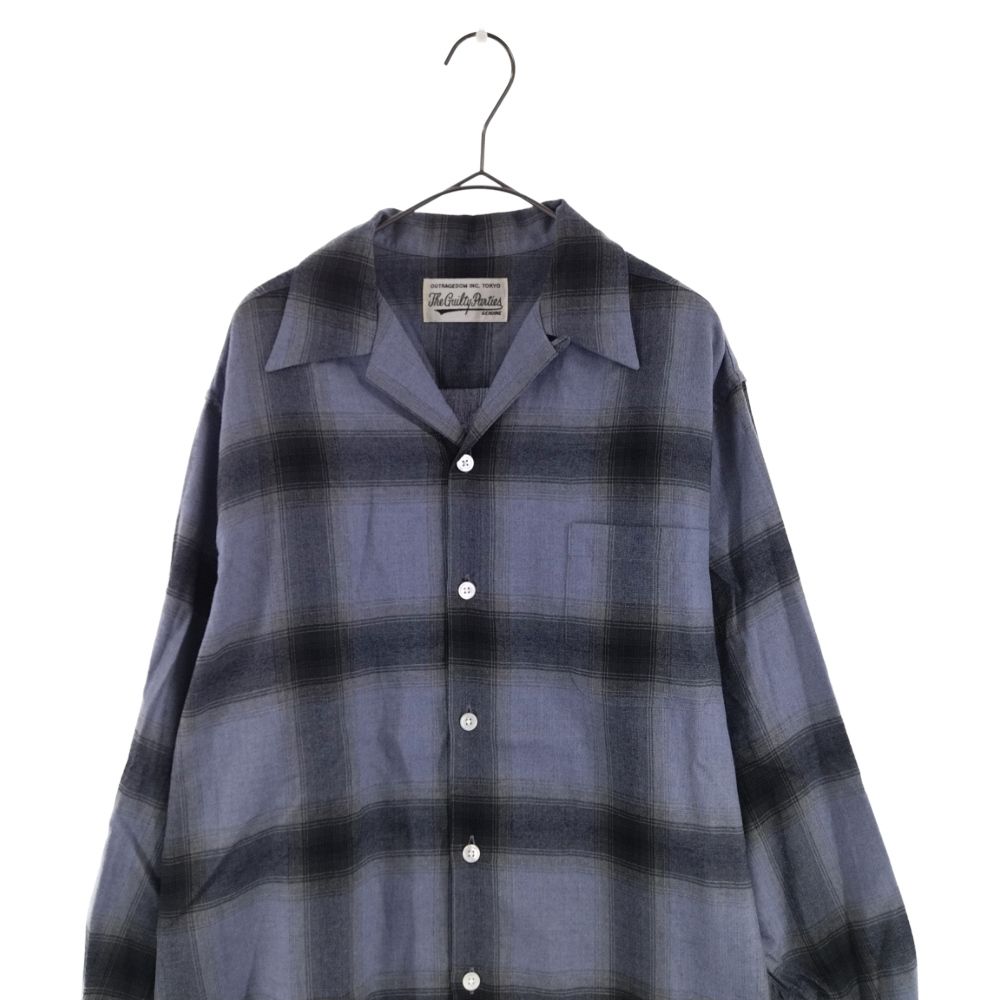 WACKO MARIA (ワコマリア) 23SS OMBRE CHECK OPEN COLLAR SHIRT L/S -TYPE 2- オンブレチェックオープンカラー長袖シャツ  パープル/ブラック 23SS-WMS-OC12 - メルカリ