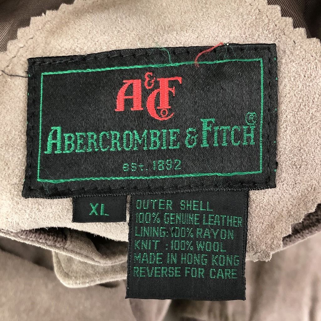 80-90s Abercrombie & Fitch アバクロンビーアンドフィッチ スエードレザー 防寒 アメカジ ブラウン (メンズ XL) 中古 古着  O7424 - メルカリ