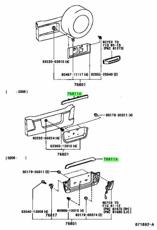 ●新品 トヨタ UZJ100 100 ランドクルーザー ランクル 純正 バックドア ガーニッシュ アウトサイドパネル TOYOTA backdoor garnish outside