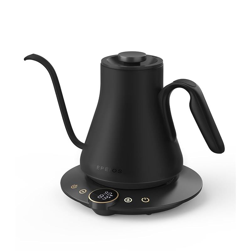 エペイオス Epeios 電気ケトル コーヒーケトル ケトル 電気 1°C単位の精密調節 ドリップケトル コーヒーポット 細口ドリップ LED表示パネル 電気ポット ドリップ ポット コンパクト0.9L 1040W 0