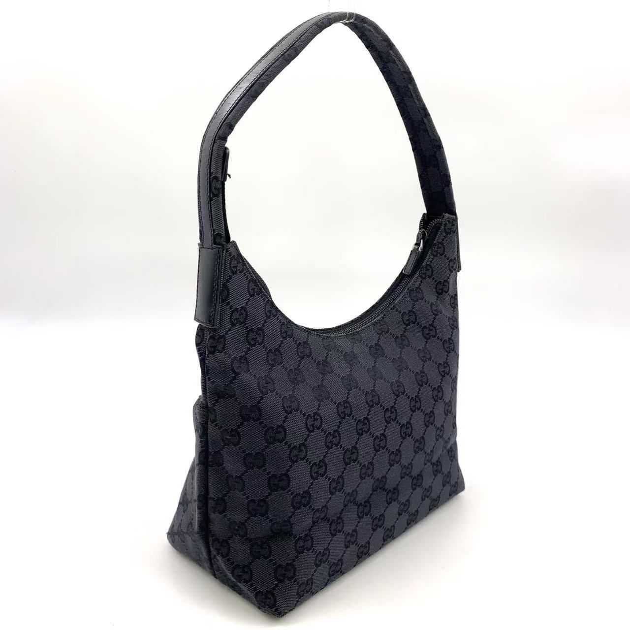 GUCCI ワンショルダー GGキャンバス レザー×キャンバス ブラック