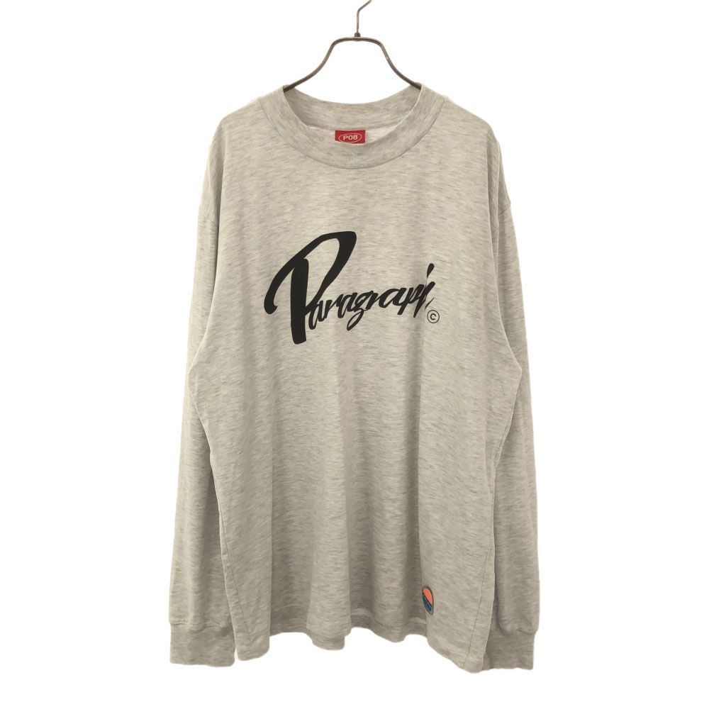 パラグラフ ロゴプリント 長袖 Tシャツ ライトグレー PARAGRAPH ロンT メンズ 古着 【240427】