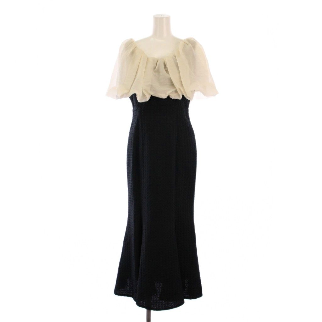 レジャ Leja 2WAYオフショルダーパフスリーブマーメイドワンピースドレス ロング 半袖 S ベージュ 黒 LJES322242 BM