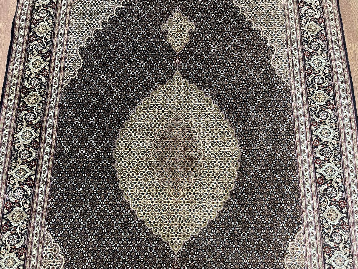 最 タブリーズ 手織りペルシャ絨毯 200×317cm イラン製 ウール 一部シルク マヒ柄 カーペット ラグ 大判 大きい 貝1241 MARWIL-DEMENAGEMENTS_CH