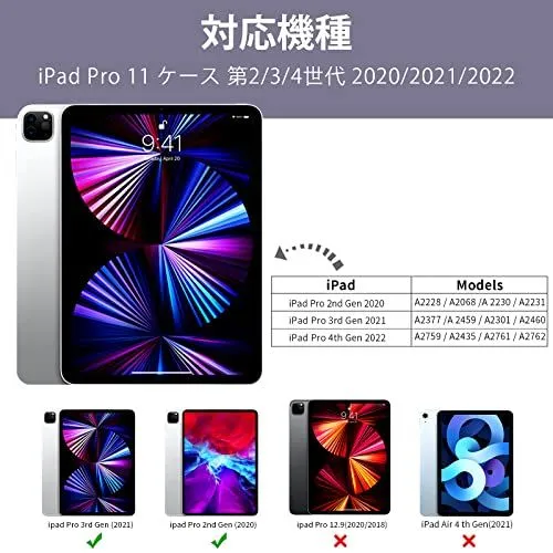 ブルーグレー KenKe iPad Pro 11 ケース 2022/ 2021/ 2020 透明バック ...