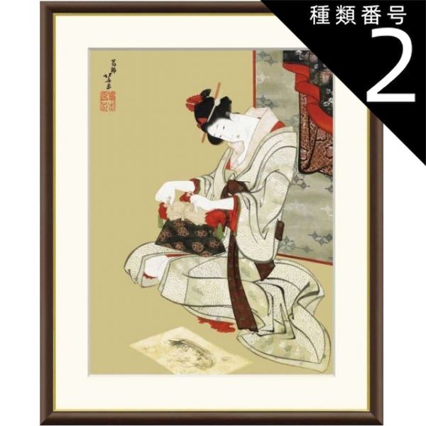 種類2：f6 額絵 葛飾北斎 新年風俗図：朝化粧 f8・f6・f4サイズ 日本の