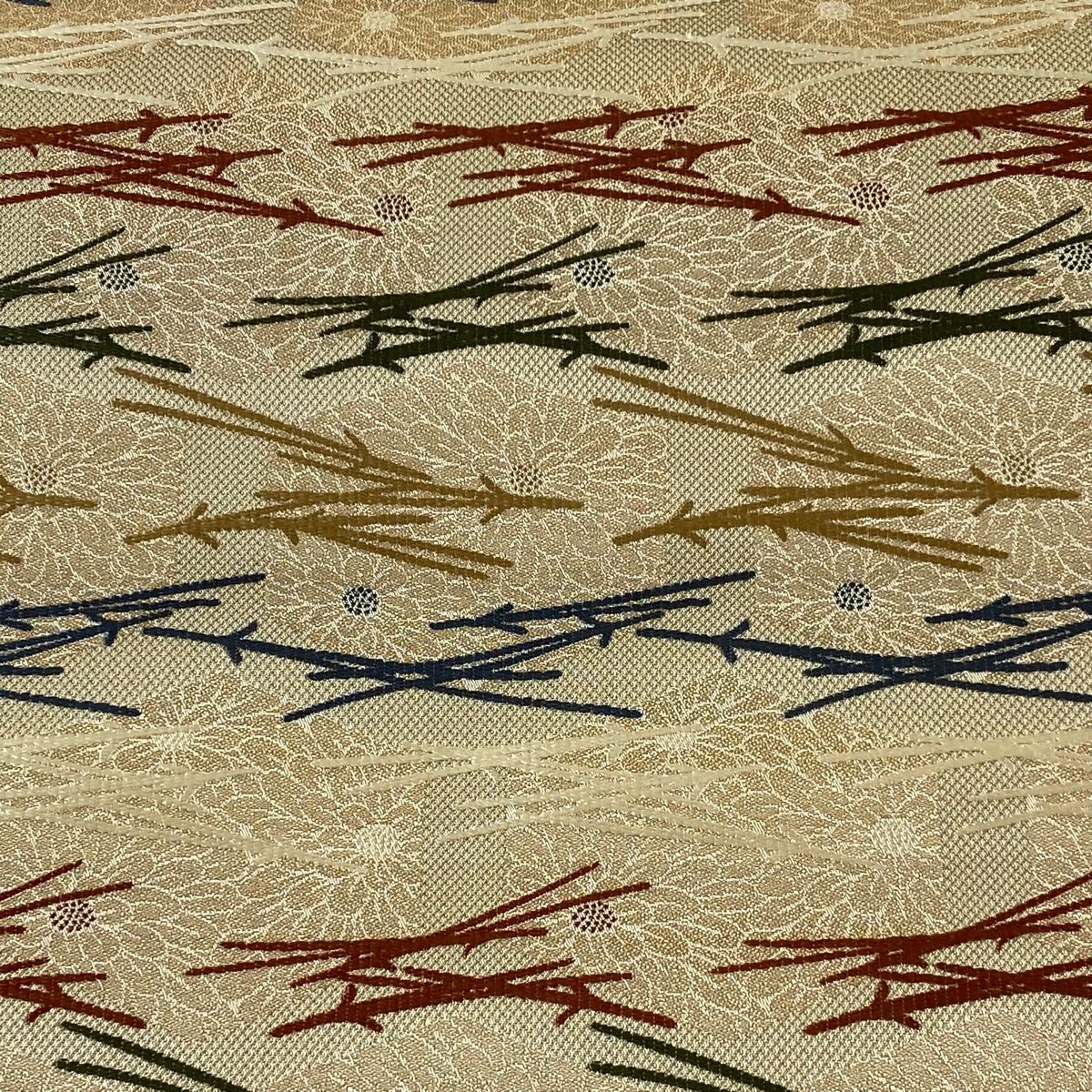 袋帯 美品 逸品 菱屋善兵衛 落款 松葉 菊 金糸 ベージュ 全通