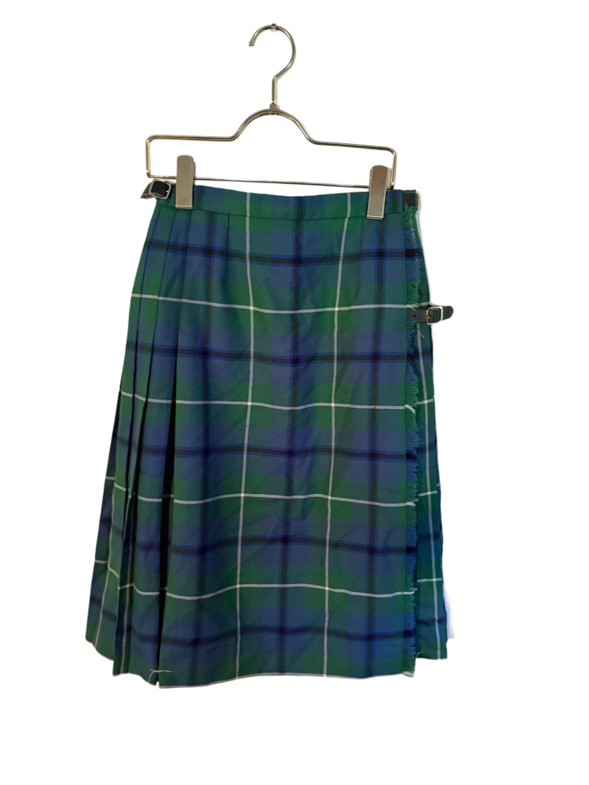 90’s VINTAGE SCOTLANDO製GLEN NEVISプリーツウール巻きスカート チェック Ｍ