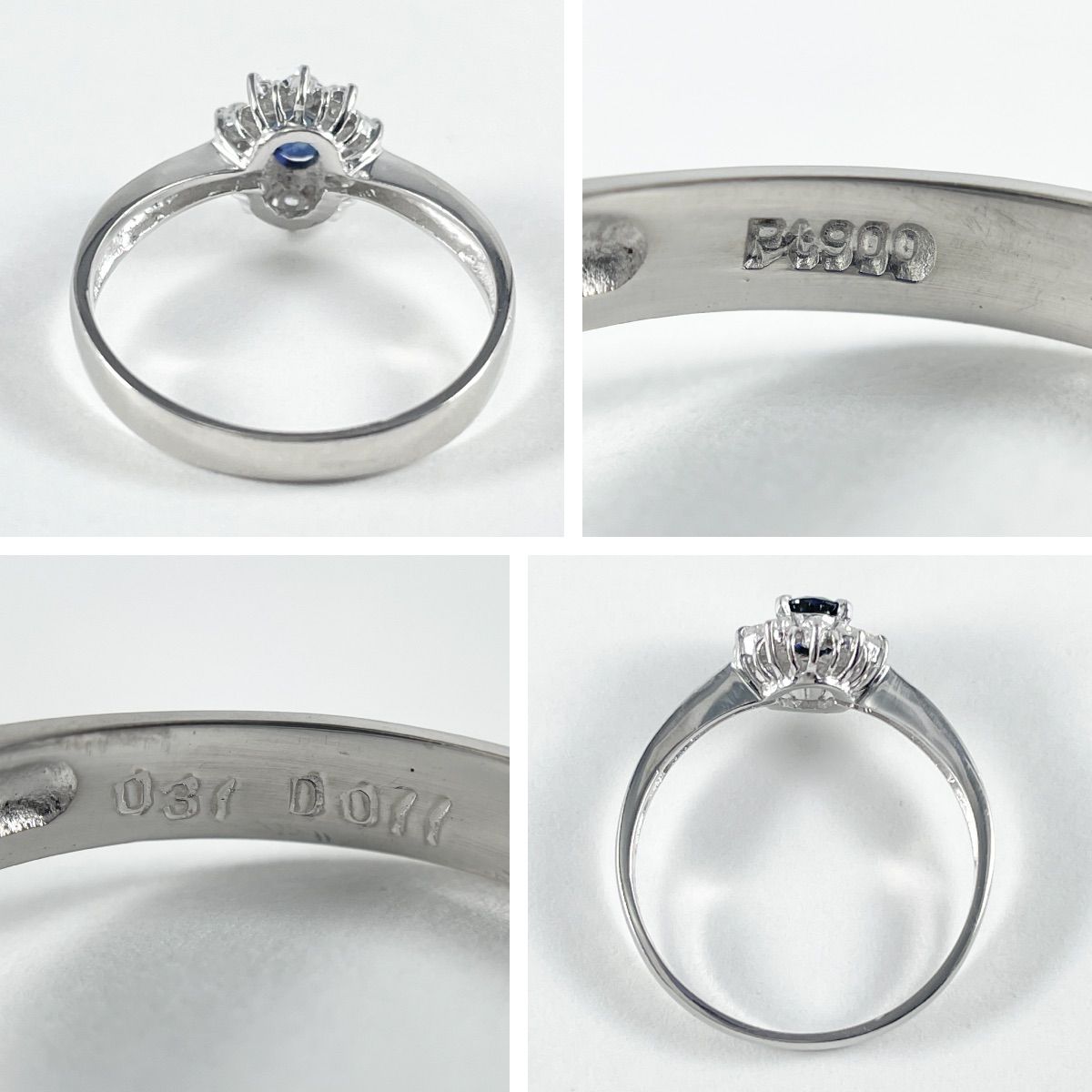 PT900 サファイア 1.19 ダイヤモンド 0.17 天然 リング 指輪 Pt900 天然サファイア 0.31ct 天然ダイヤモンド 0.11ct リング