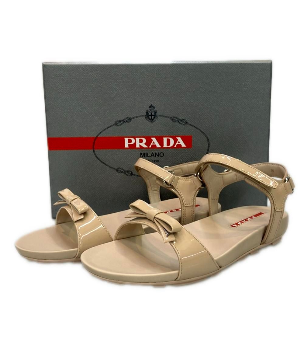 国内未発売*PRADA*アンクルストラップ付レザーサンダル ブラウン 日本未入荷 PRADA(プラダ) サンダル・ミュール(レディース