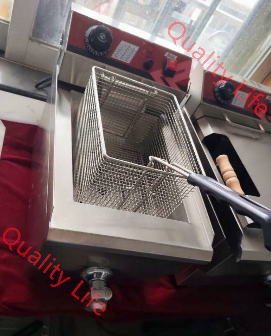 卓上型 電気フライヤー 10L 揚げ物天ぷら 厚いステンレス 排水の穴付き 単相 100V|業務用