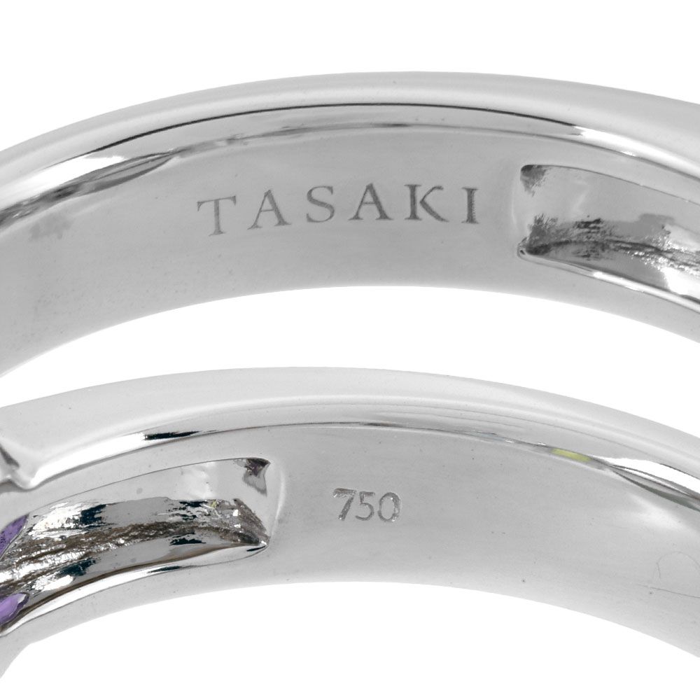 タサキ TASAKI リング 指輪 マルチカラーストーン 約13号 K18WG ブラックパール（黒蝶真珠） 10.5mm レディース【中古】