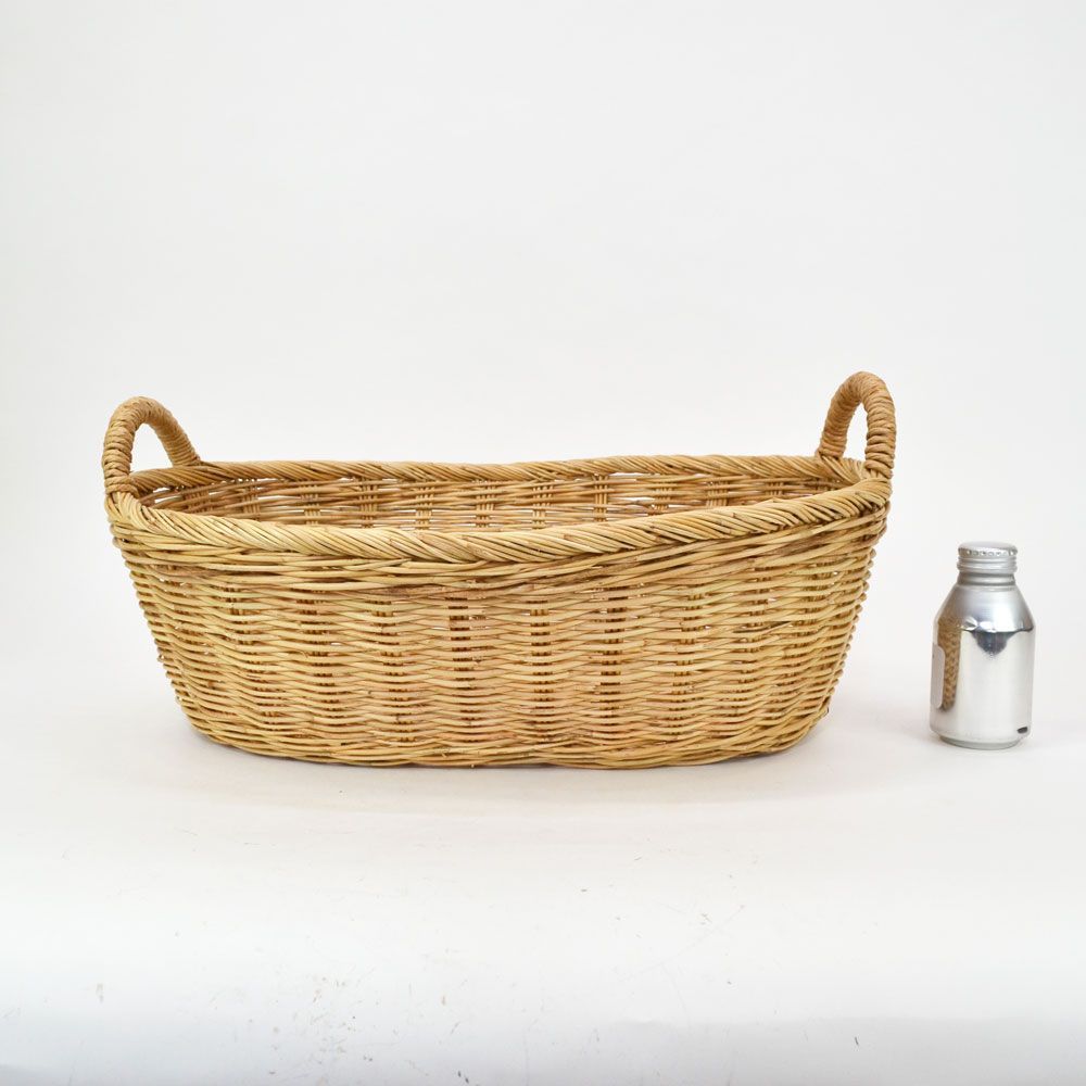 楕円型 家具・インテリア タイ製 ラタンふち付楕円バスケット M