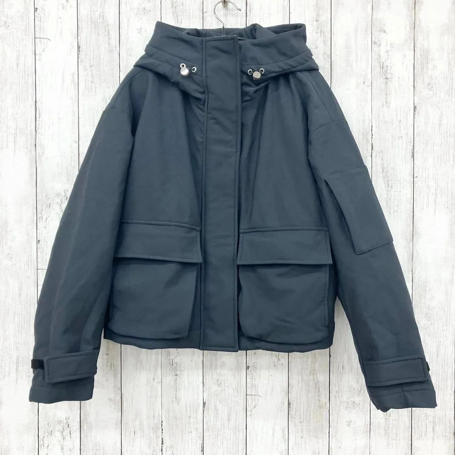 ZARA 】ザラ フード付き ジャケット ブラック - メルカリ