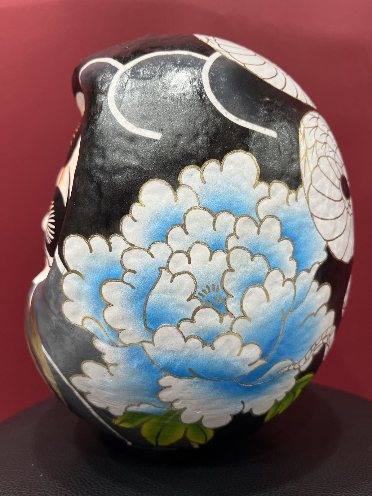 達磨大師 大型37cm 木彫り 彫刻 骨董品 和 アンティーク 古道具 ヒビ