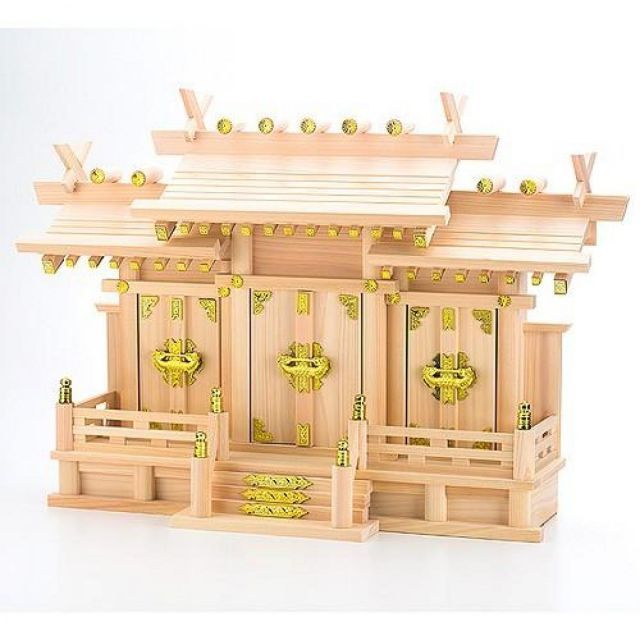 静岡木工 神棚の里 屋根違い三社 桧 和 なごみ 中 神棚