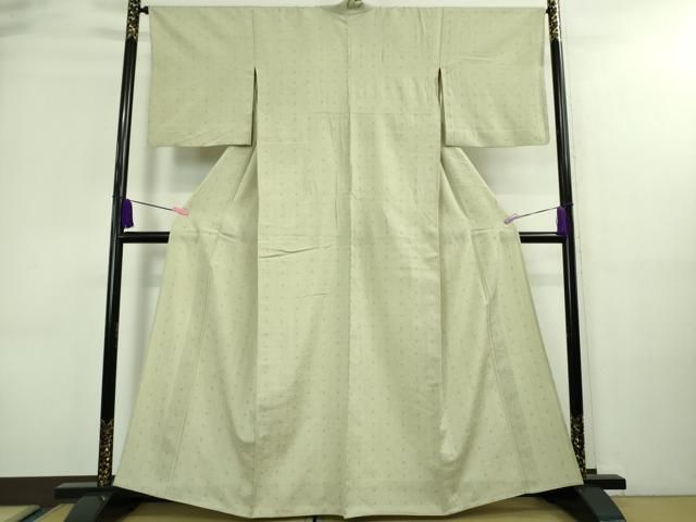 平和屋着物■極上　結城紬　単衣　はたおり娘　奥順謹製　色無地　柳鼠色　反端付き　逸品　DZAA8708kh5 平和屋着物□極上 結城紬 単衣 はたおり娘 奥順謹製 色無地 柳鼠色 反