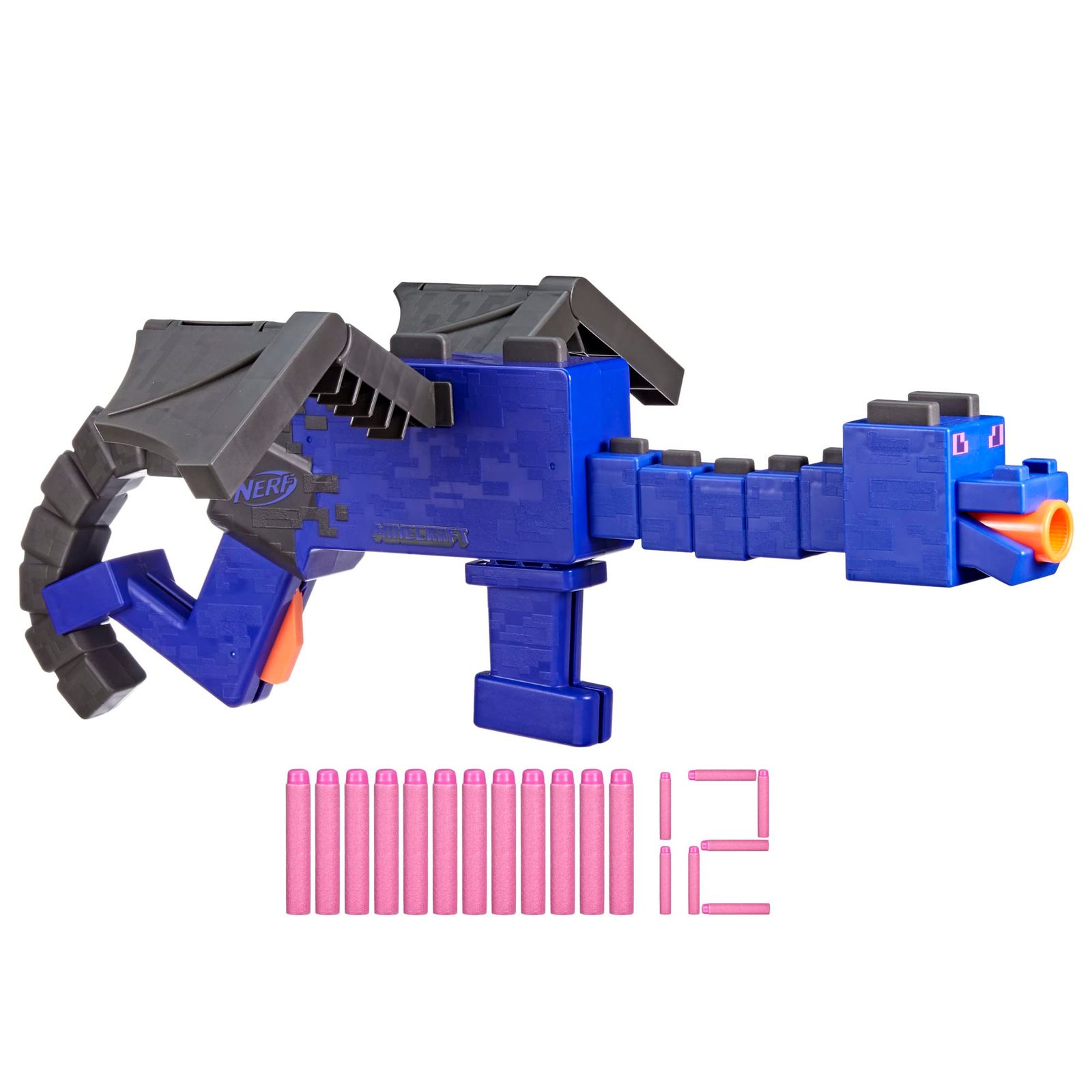 ナーフ マインクラフト Minecraft ENDER DRAGON ブラスター、4ダーツ内蔵クリップ、エリートダーツ12本付き、マインクラフトに登場するキャラクターをモチーフにしたデザイン F7912 正規品 [エンダ