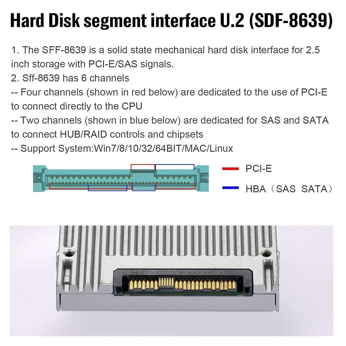 CY SFF-8639 NVME U.2-NGFF M.2 M-key PCIe SSDケース エンクロージャ ブラック マザーボード用 SSD 750 P3600 P3700代替