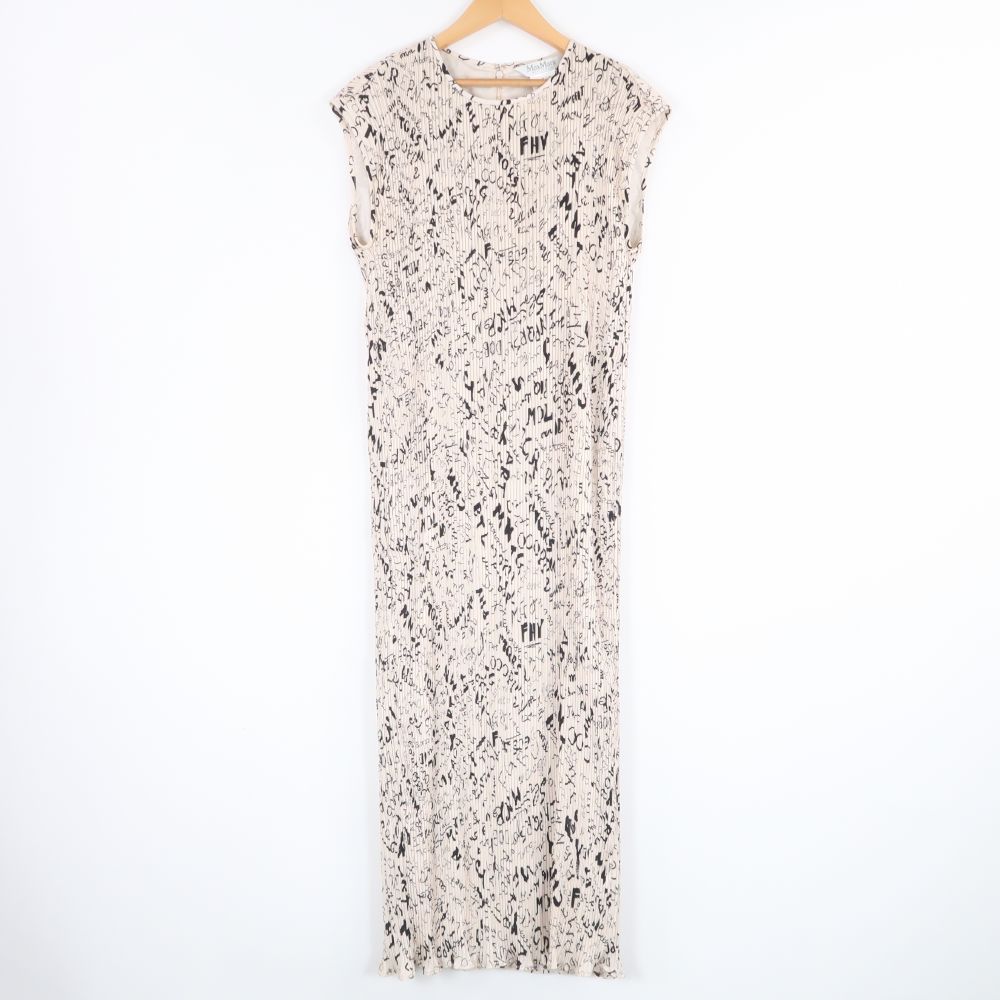 MAXMARA マックスマーラ 122108916 ワンピース 42 ポリエステル100％ プリーツ ノースリーブ ロング丈 白タグ レディース AY6207A26