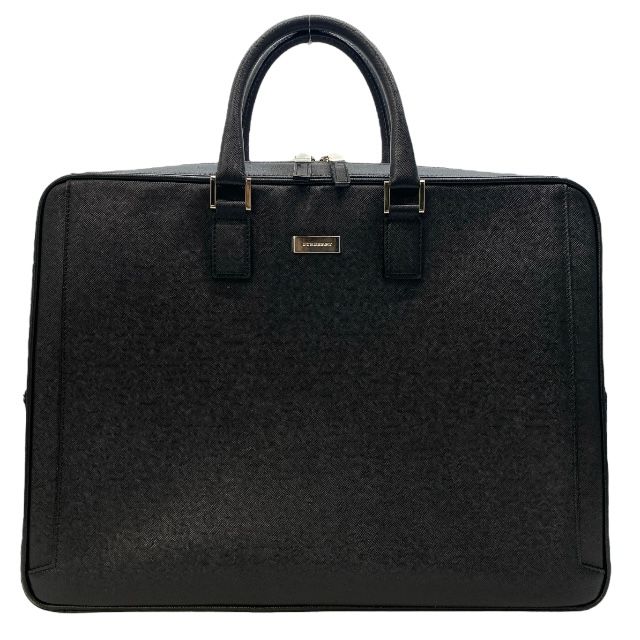 【良品✨️】バーバリー ビジネスバッグ A4可能 サフィアーノレザー ブラック BURBERRY A4収納可 ビジネス ハンドバッグ サフィアーノレザー 黒 A4可