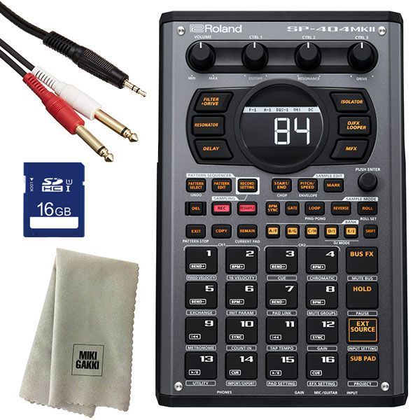 Roland ローランド サンプラー SP-404MK2 SDカード 16GB フォンステレオミニケーブル クリーニングクロス セット