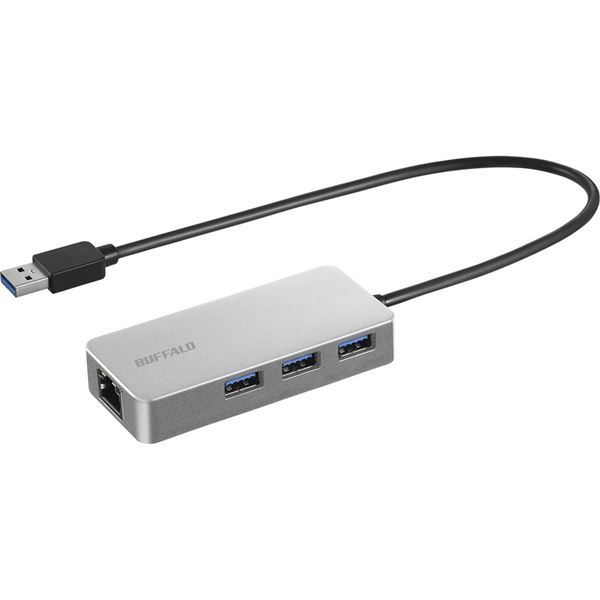 バッファロー Giga対応 USB-A LANアダプターハブ付 シルバー LUD