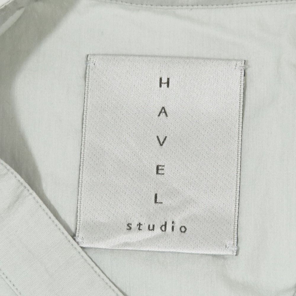 美品 HAVEL Studio ハーヴェル スタジオ 半袖 シャツ ブラウス カットソー ノーカラー バックスリット トップス 36 グレー レディース 古着 中古 美品 HAVEL Studio ハーヴェル スタジオ 半袖 シャツ ブラウス